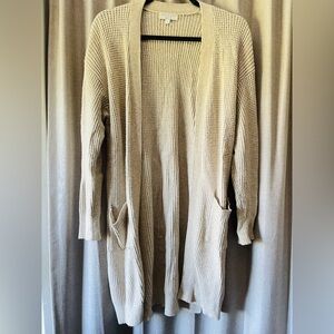 Women's Oatmeal Open-Front Cardigan Sweater